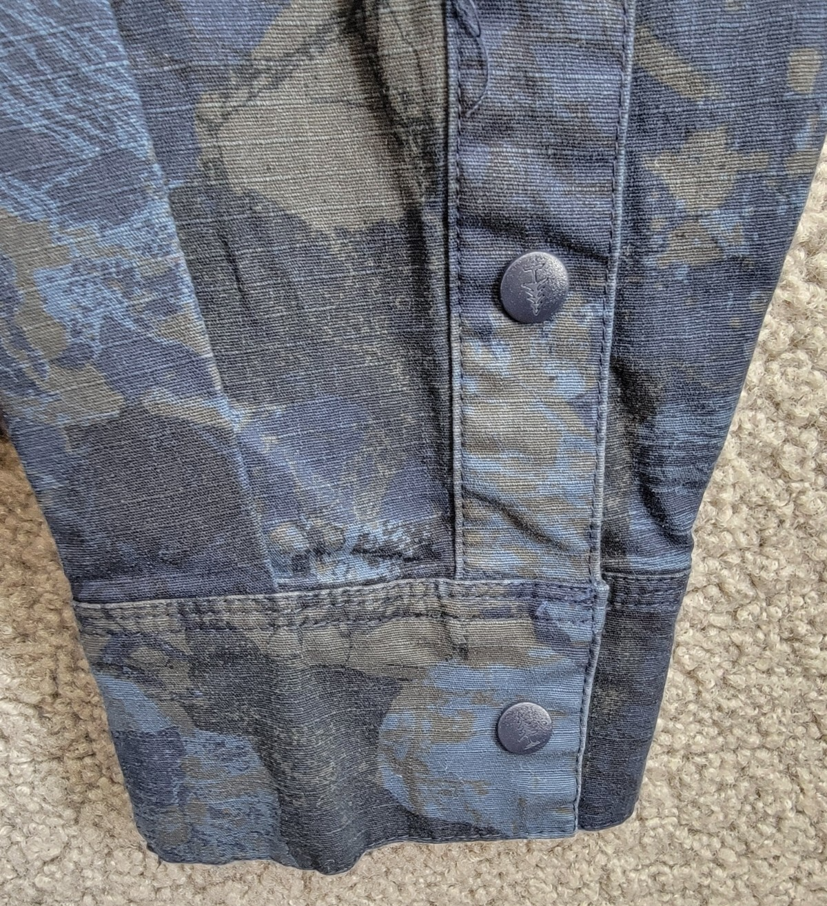 Bass Outdoor Ripstop Utility Shacket Men's L Navy Blazer Rock Camo Snap Closure - Picture 11 of 19