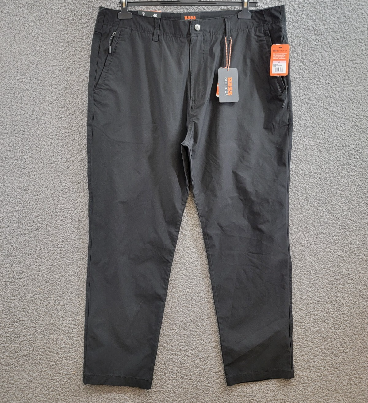 Bass Outdoor Straight-Fit Traveler Pants Men's 40 Caviar High Rise Slash Pocket - Picture 2 of 19