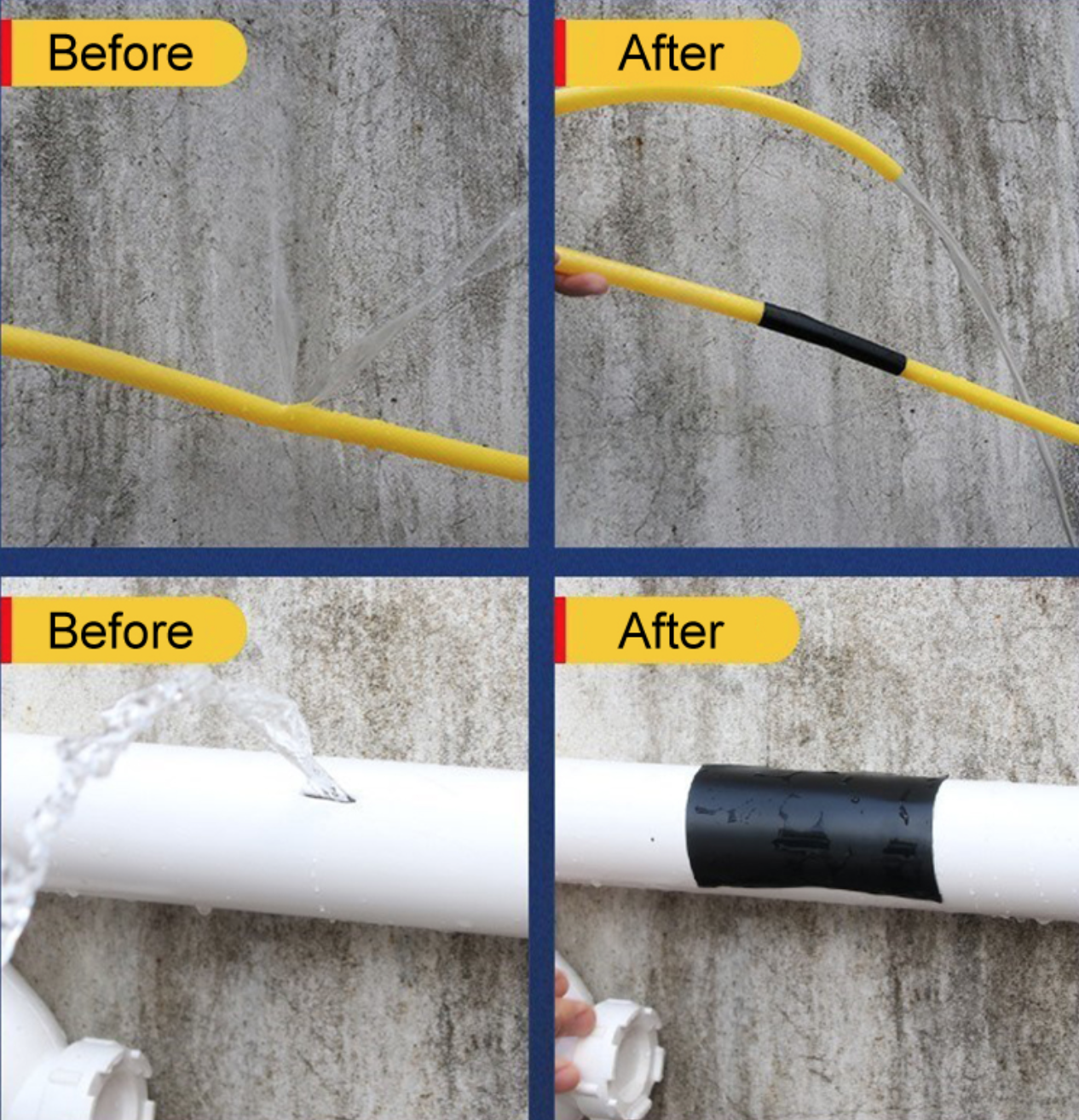 Schwarz Fix Tape Klebeband Wasserfeste Pflaster Wasserrohr Band Wasserdicht