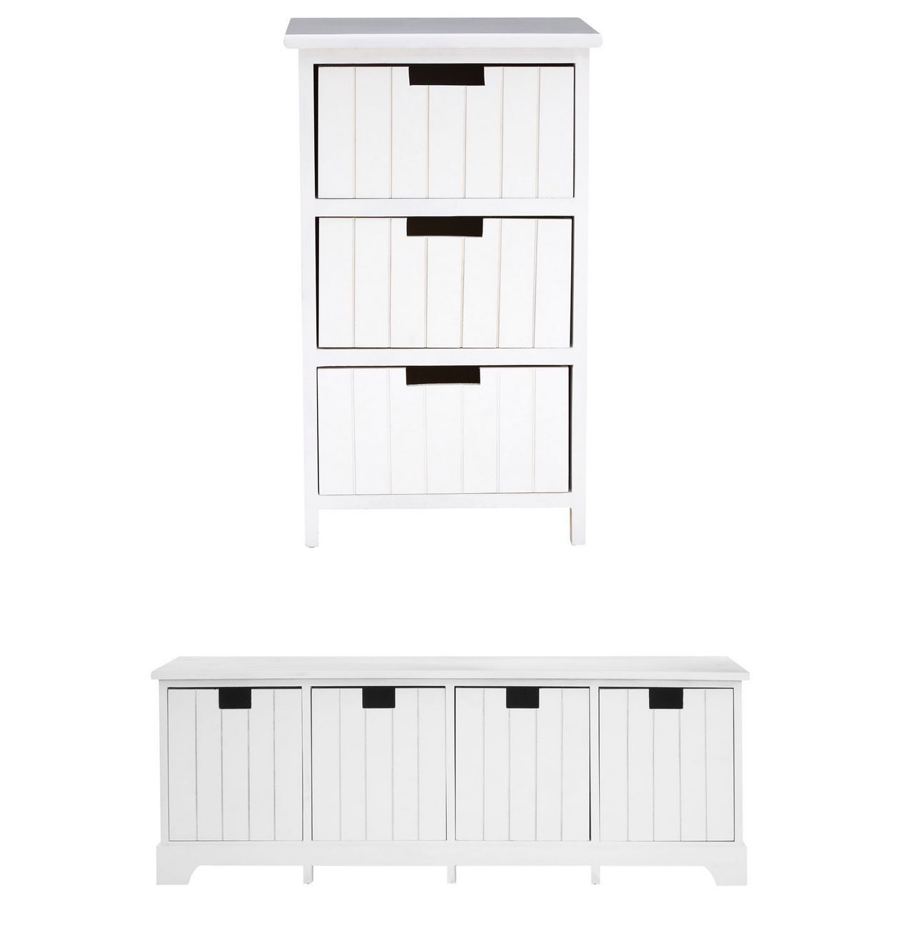 3 4 Drawers New England Drawer Bench Chest White Mdf