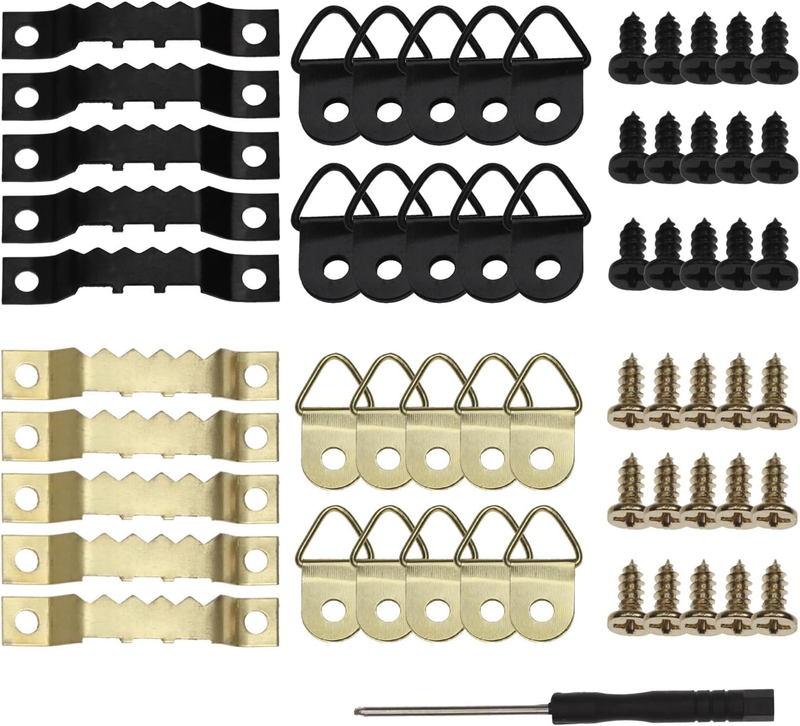 251 Pcs Picture Hanging Kit Heavy Duty Picture Hangers with Screws Black & Gold