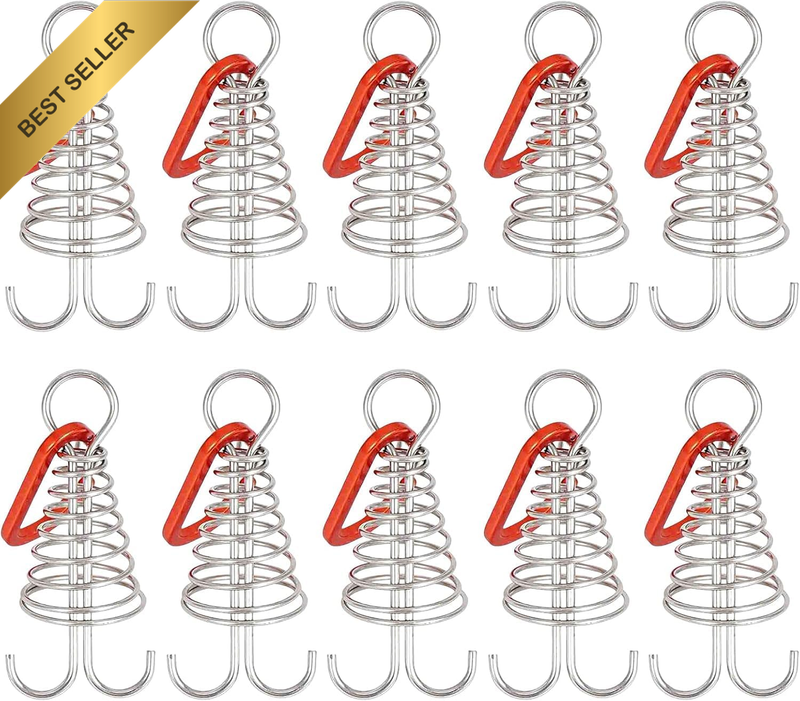 10PCS Deck Anchor Pegs, Windproof Aluminium Alloy Octopus Tent Stakes with Sprin