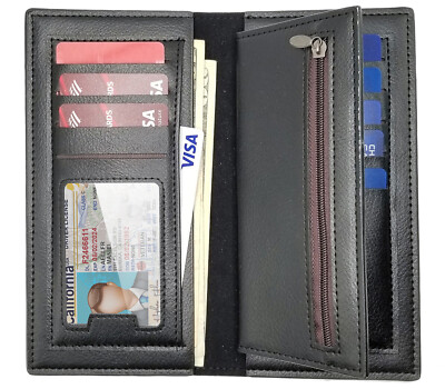 Men Business Bifold Wallet Long Clutch Leather Purse RFID Blocking Card Holder