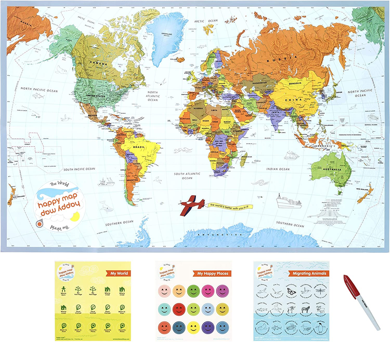 The World Happy Map&reg; | Global Learning with Kids' World Map and 101 Fun Activiti