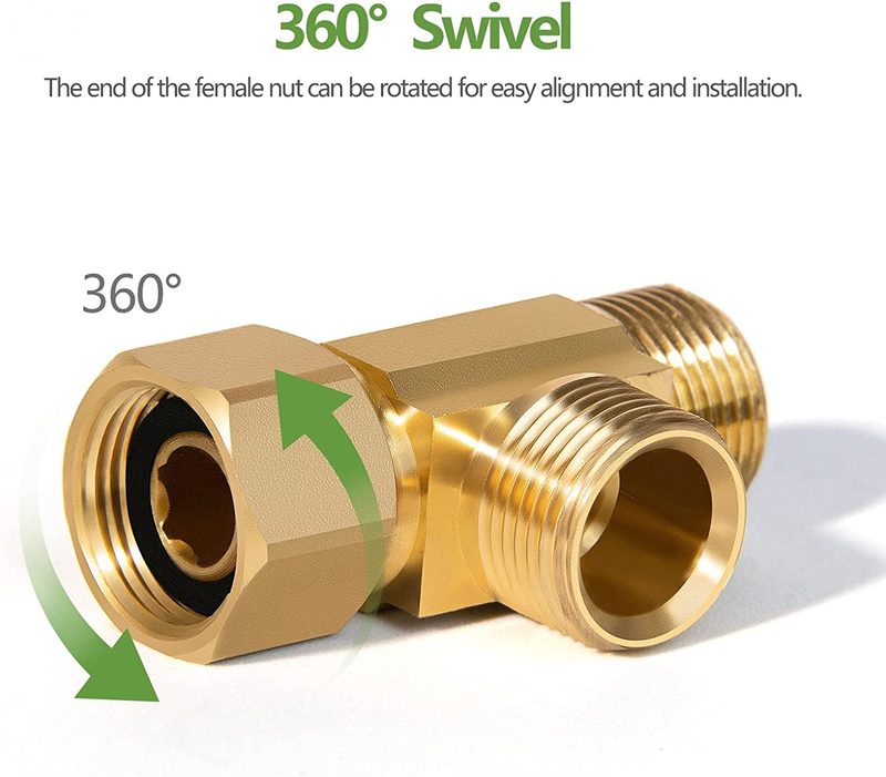 Lead Free 2 PCS Brass Angle Stop Add-A-Tee Valve 3/8" Compression Inlet by 3/8"