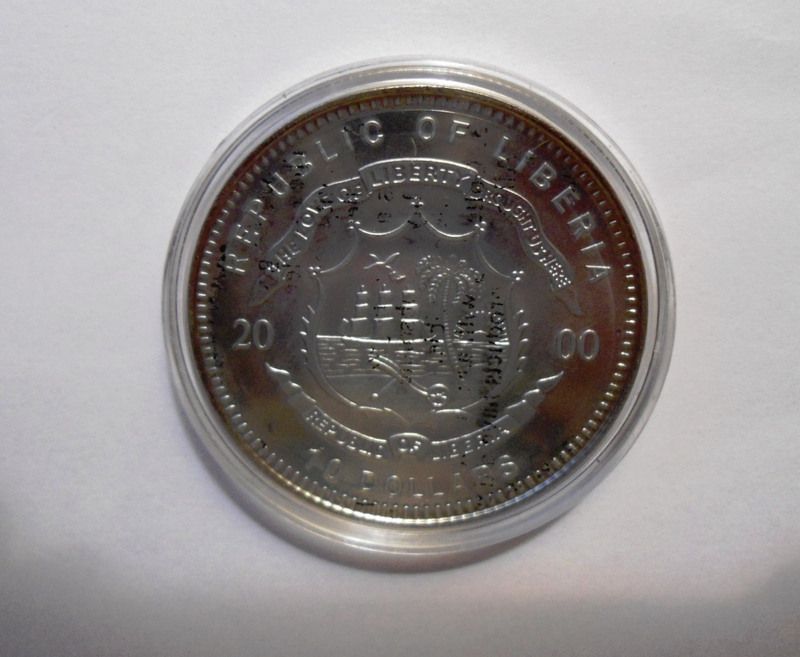 2000 LIBERIA $10 HOLOGRAPHIC 3-D VIEW STATUE OF LIBERTY HOLOGRAM-Certif. of Auth