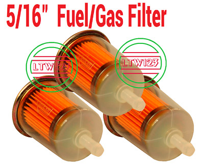 (3 Pieces)5/16'' Gas/Fuel Filter Industrial High Performance Universal Inline L4''