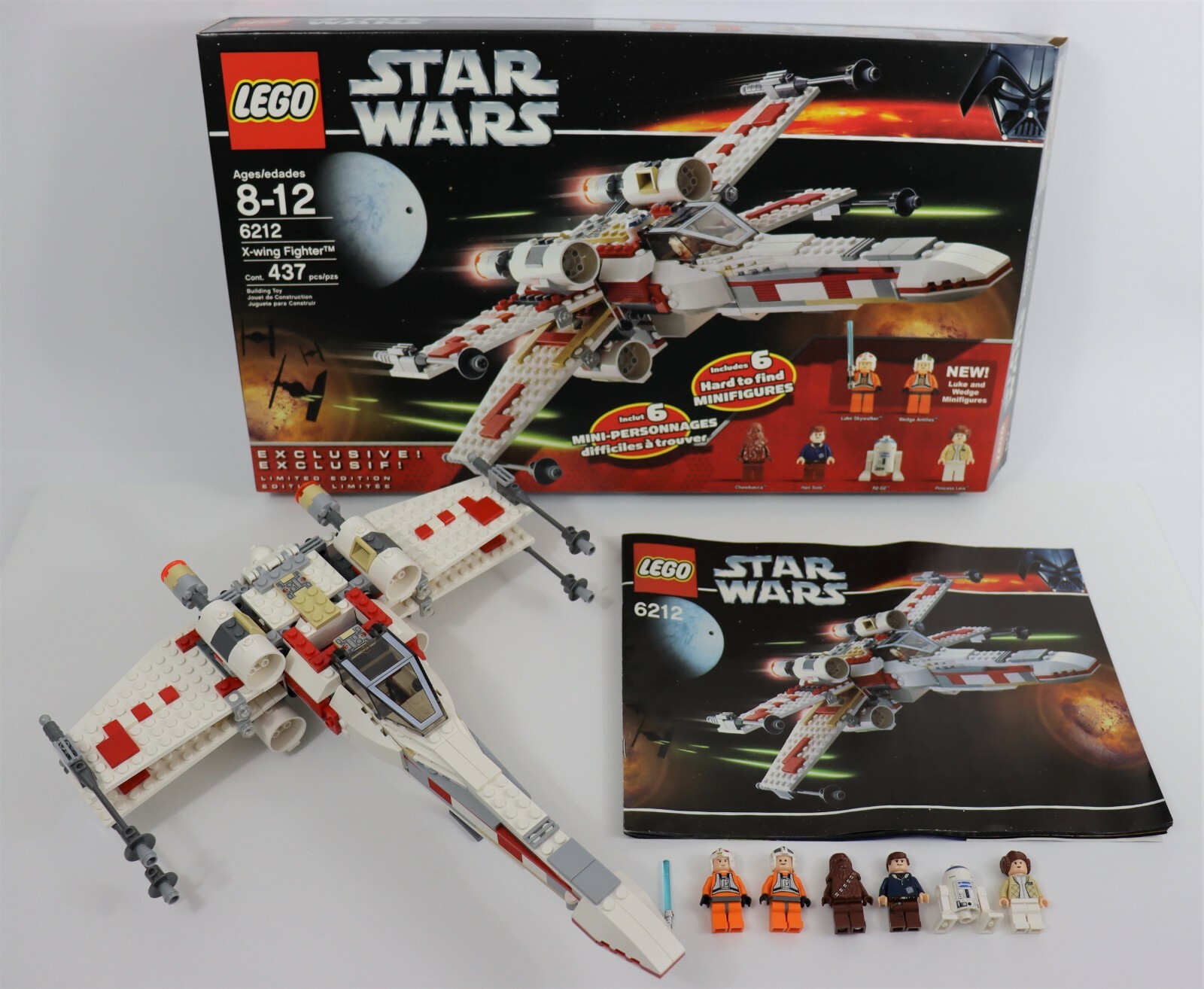LEGO 6212 Star Wars X-Wing Fighter 100% Complete 6 Figures, Instructions,  Box | eBay