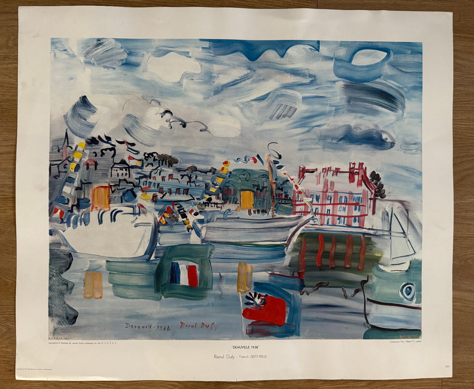Dufy、Port at Deauville、希少画集画、新品額付 Sailboats in the port of Deauville (1929) by Raoul Dufy