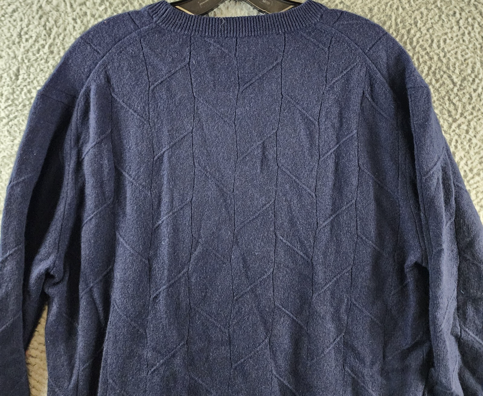 The Men's Store at Bloomingdale's Cashmere Novelty Stitch Sweater Men's L Navy - Picture 14 of 14