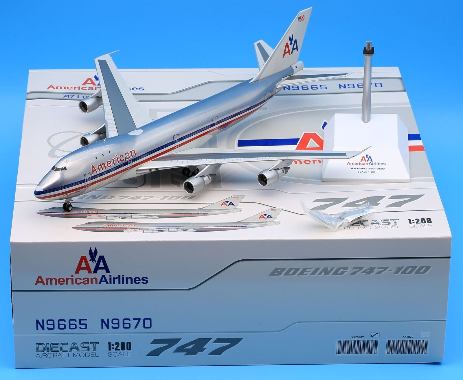 JC Wings 1:200 American Airlines Boeing B747-100 Diecast JC Wings 1:200 American Airlines Boeing B747-100 Diecast