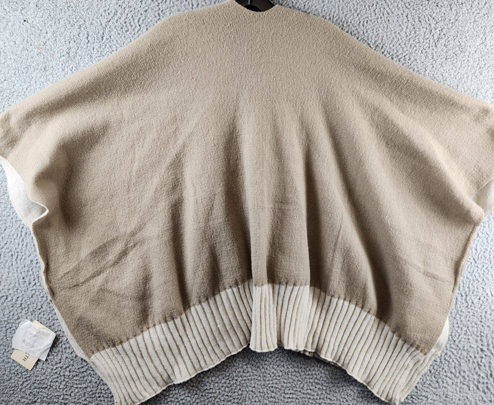 On 34th Tight Knit Reversible Wrap Sweater Women's O/S Taupe/Ivory Open Front - Picture 11 of 13