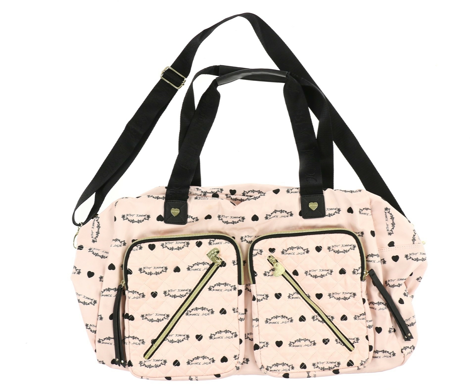 Betsey Johnson 245169 Womens Adjustable Strap Duffle Bag Pink