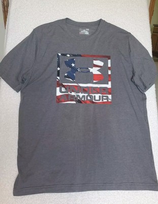 Under Armour Heatgear Loose Fit American Flag Logo Color Short Sleeve Mens L