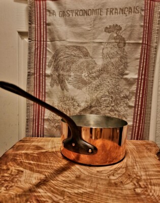 Antique French Copper Saucepan 8 inch-20 cm diameter with Tin Lining