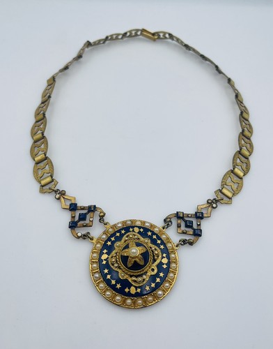 Ricarde Of Hollywood Vintage Gold Plated Blue Enamel