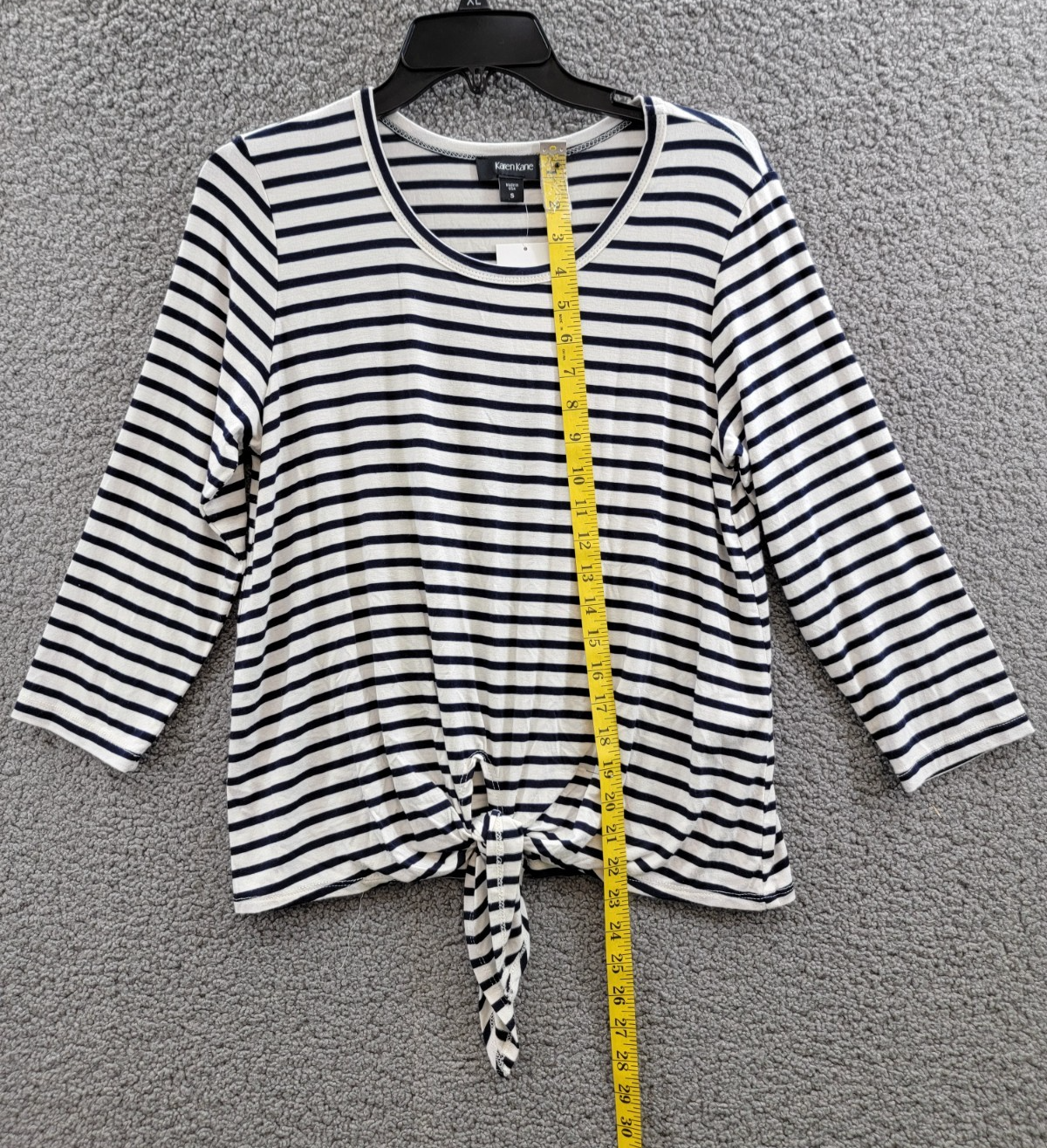 Karen Kane Stripe Tie Front Top Women's Small Navy/White Crewneck Pullover Style - Picture 7 of 17