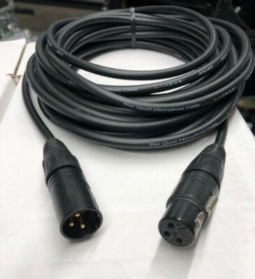 Canare Star Quad Mic cable 25' ft w/ Neutrik xx series black and Gold XLRs 