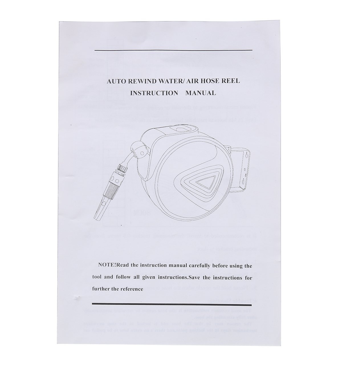 Retractable Auto-Rewind Air Hose Reel Wall Mount Tool 5/16in 33ft 180&deg; rotation