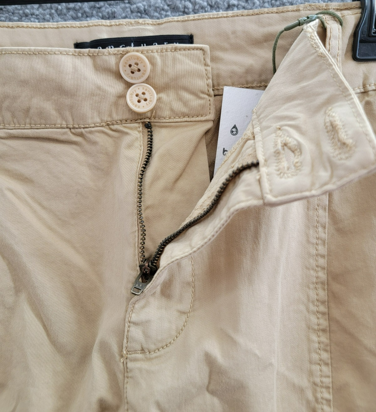 Sanctuary Rebel Cargo Pants Women's 32 True Khaki Tapered Leg Button Zip Closure - Picture 11 of 17