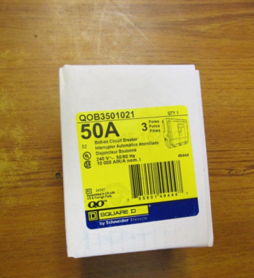 NIB. SQUARE D CIRCUIT BREAKER 3P, 50A, CAT# QOB3501021 ...   L-26