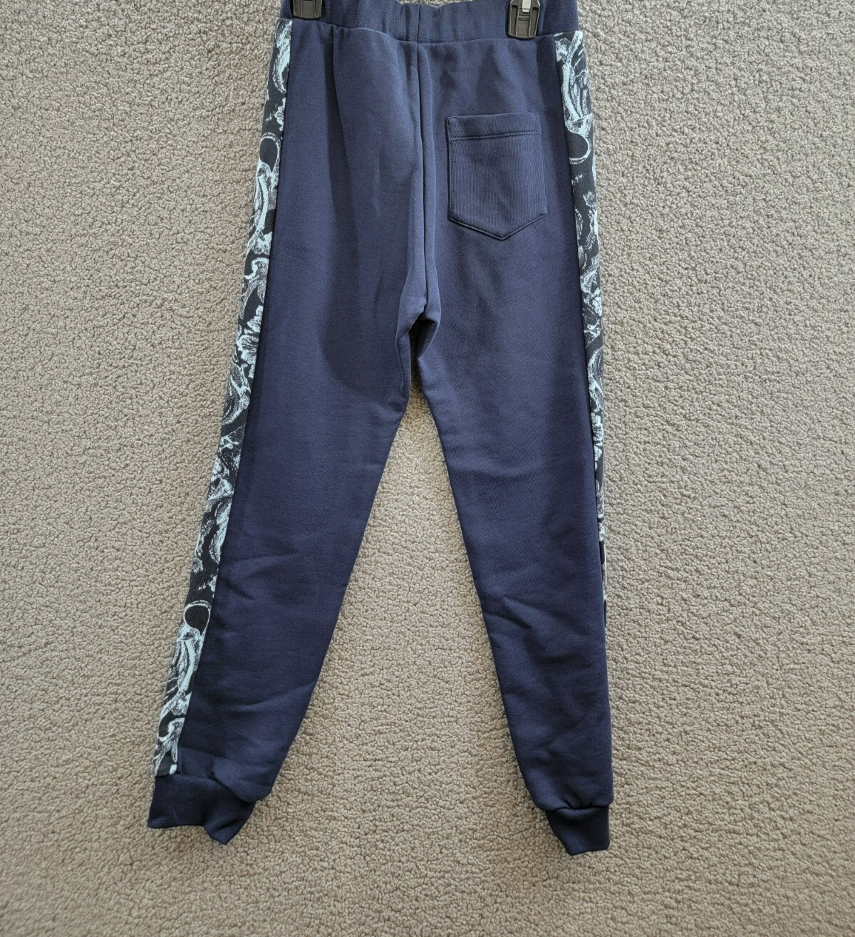 Versace Fleece + Barocco Print Logo Sweatpants Big Boy 10 Navy/Light Navy PullOn - Picture 11 of 17