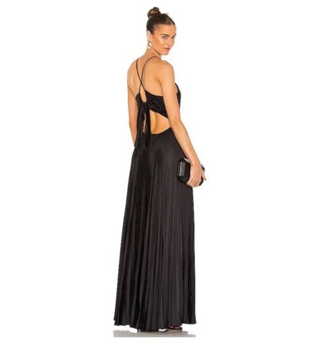 Pre-owned A.l.c Alc Aries Satin Pleated Dress In Black. Nwt. Size 4. Retail- $800