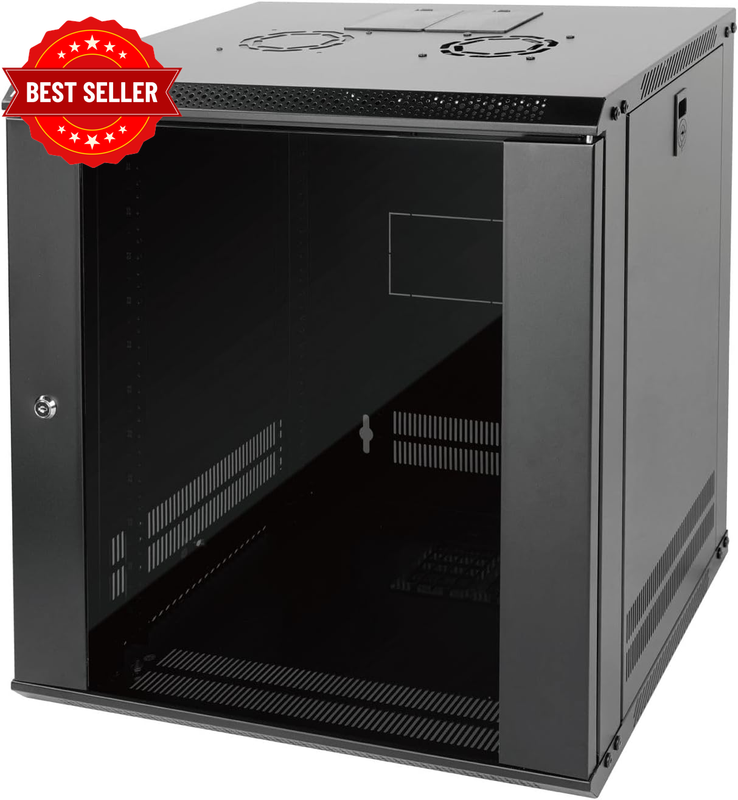 12RU Wall Mount Network Cabinet, Data Server Rack Enclosure with Lockable Glass 
