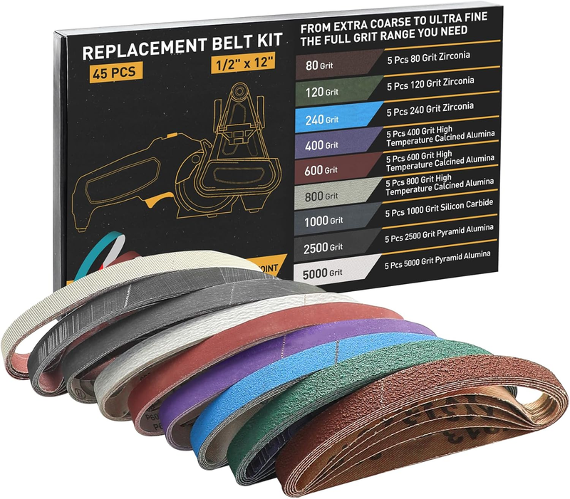 45 Pcs 1/2 X 12 Sharpening Belt Kit for Work Sharp Knife Tool Sharpener