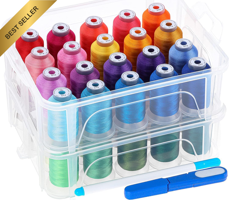 40 Colors Embroidery Thread Set 500M with Clear Storage Box Sewing
