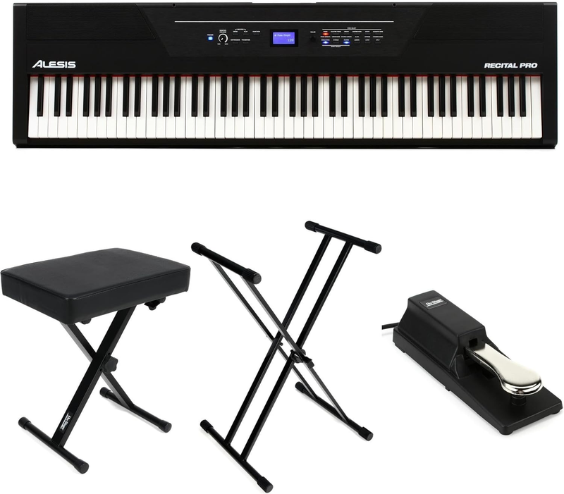 Alesis Recital Pro 88-Key Hammer-Action Digital Piano Essentials Bundle
