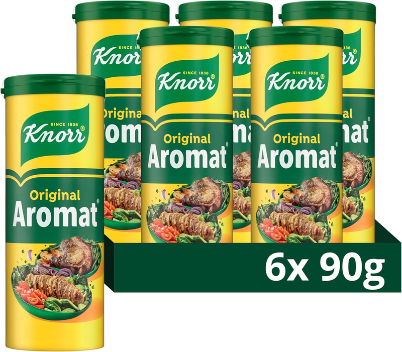 Knorr Aromat Original All Purpose Savoury Seasoning Free from Artificial Colours and Preservatives for Vegetables, Rice, Pasta or Salads 6X 90 G
