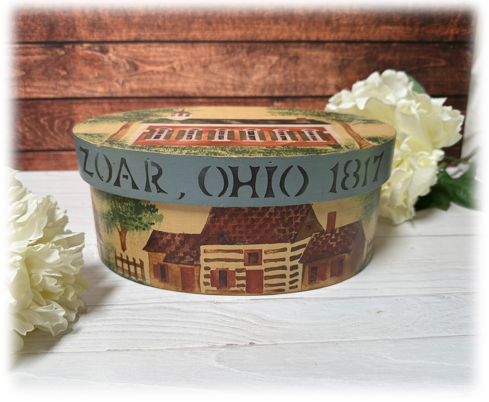 ヴェルディ・シェイクスピア・オペラBOX Oval Wooden Shaker Box ZOAR OHIO Betty MacLaren 1984 Hand