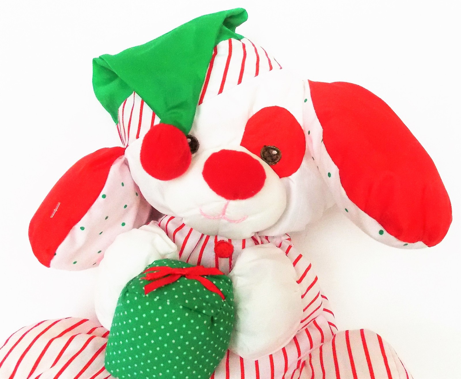 Vintage 1991 Fisher Price Puff a Lumps Christmas Puppy Lovey Stuffed Doll #8125