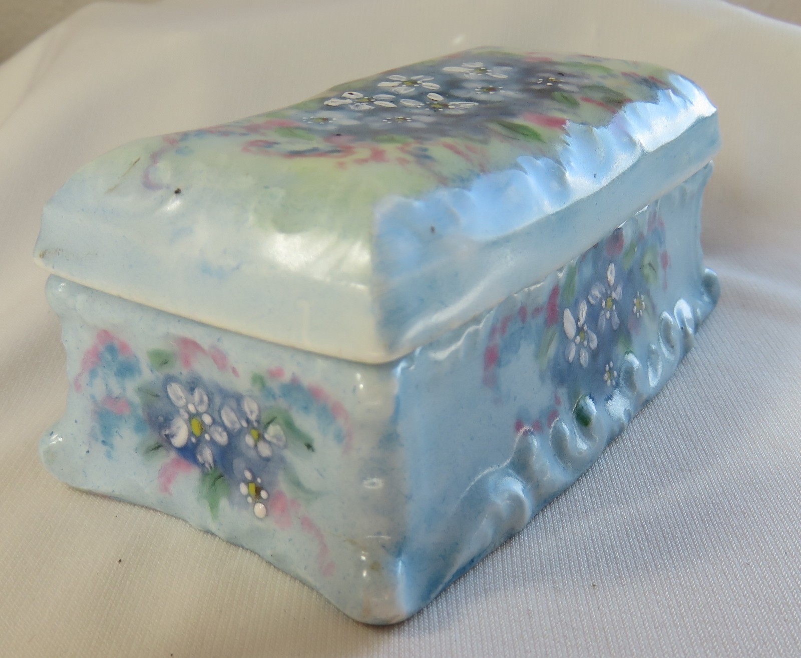 Antique T & V Limoges France HP Porcelain Stamp Box