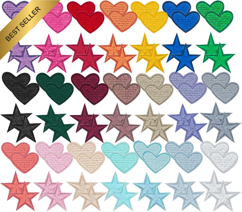84 Pieces Iron on Patches for Clothing, Embroidery Patches, Applique Patch, Hear