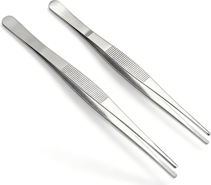 Kitchen Tweezers, 12 Inch and 10 Inch 304 Stainless Steel Precision Cooking Tong