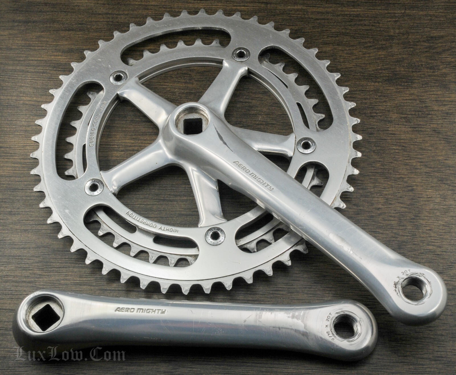Vintage Sugino Aero Mighty Road Bike 170mm CRANKS 52t42t Vintage Sugino Aero Mighty Road Bike 170mm CRANKS 52t42t