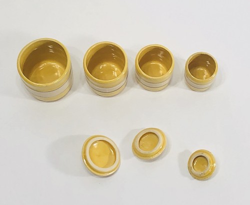 Rare  Miniature Kitchen Canister Set Flour Sugar Coffee Tea THT 199 4-Free SH