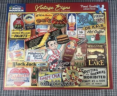 White Mountain Vintage Advertising Signs Jigsaw Puzzle Large Pieces 1000 Pc #118