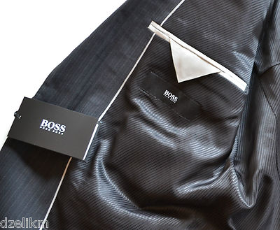 Pre-owned Hugo Boss Black Label 2-button Trim Slim Fit Stripe Luxurious Business Suit