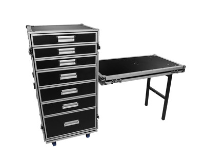 osp utility drawer production ata road case with standing table lid