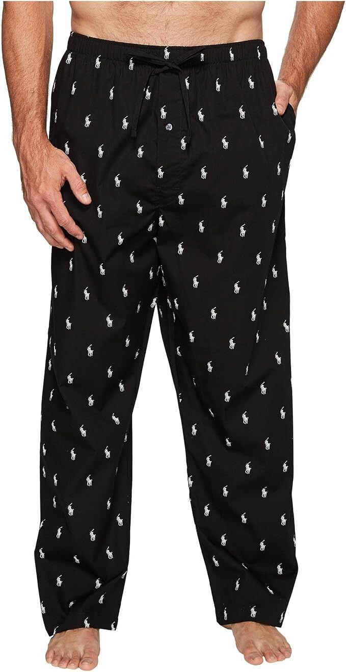Polo Ralph Lauren - Мужские тканые пижамные брюки для игроков в поло, черные, Очень большого размера