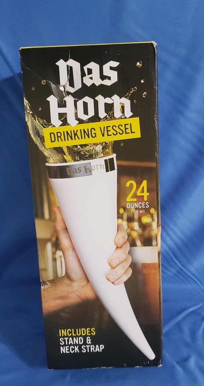 Das Horn Viking Drinking Vessel with Stand & Neck Strap 24oz Beer Mug Jug Gift