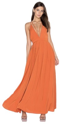 NWOT Lucy Paris Celine Sleeveless Maxi Dress, Burnt Orange color Size M