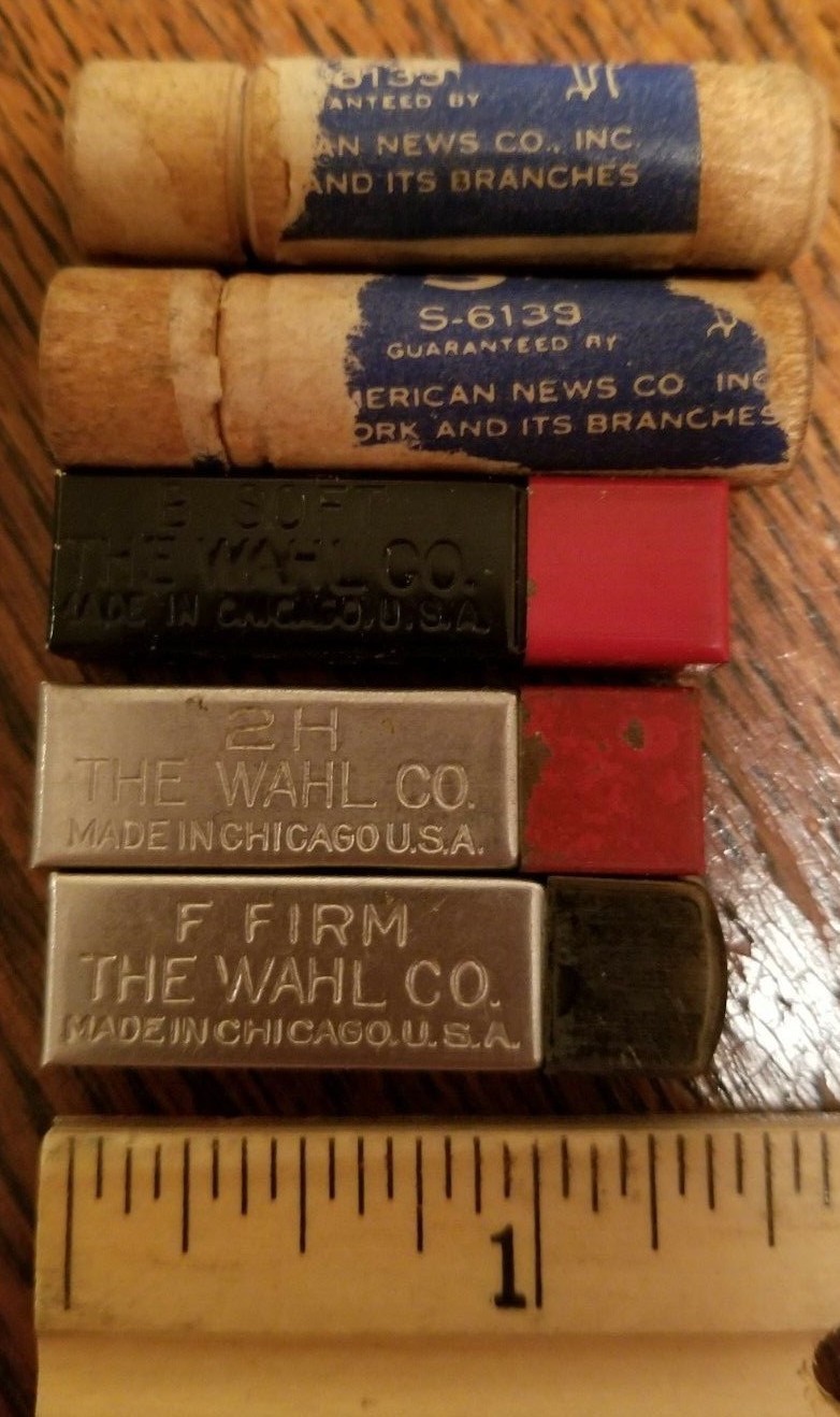 Vintage wooden and metal Lead Containers for Pencils - Eversharp