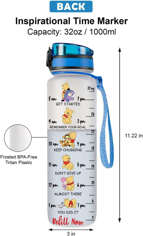 Winnie Pooh 32 Oz Water Track Bottle, Stop Slacking Drink Your Water Water Bottl
