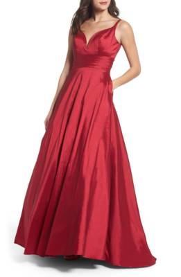 

MAC DUGGAL 65514H Бордовое красное бальное платье трапециевидной формы с глубоким вырезом и сердечком  NWD, Красный