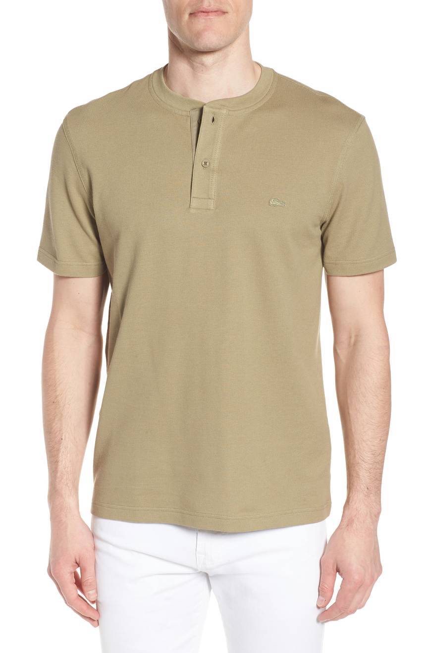 

Футболка Lacoste Футболка Henley с вафельной строчкой и алоэ Футболка с короткими рукавами TH3234 PR6 НОВИНКА, Aloe