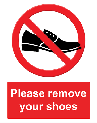 Polite Notice Sign Adhesive Sticker Decal Please Remove Your Shoes